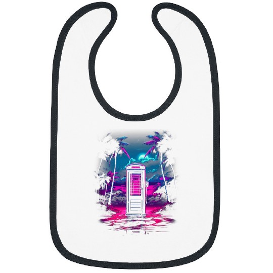 Retro Vaporwave Phone Booth Cool 80s Synthwave 5 Bibs