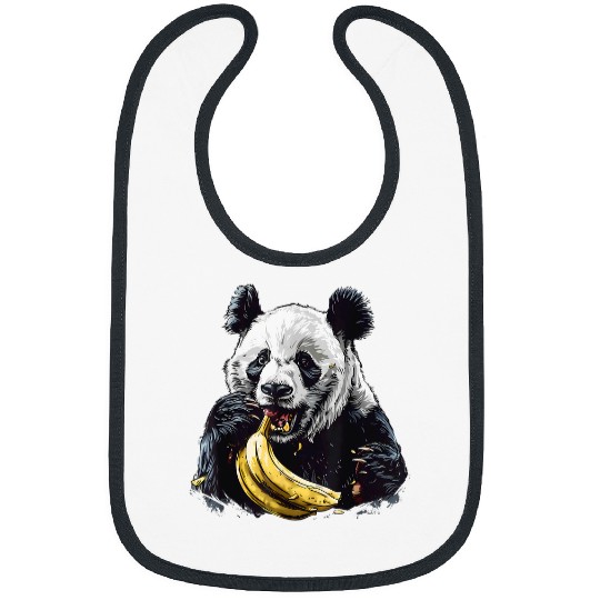 Panda Pet Banana Panda Bear Drawing Artwork Watercolor Bananas Fruit Bibs