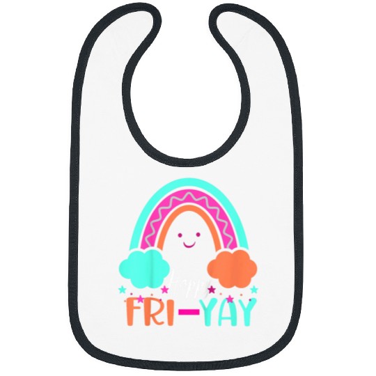 Kids Happy FriYay Friday Lovers Fun Teacher Rinbow TGIF for kids Bibs