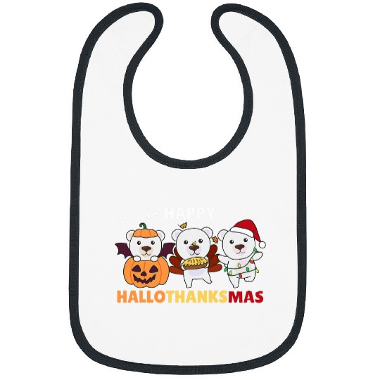 Bear Pet Polar Bear Christmas Halloween Costume Happy Hallothanksmas Bibs