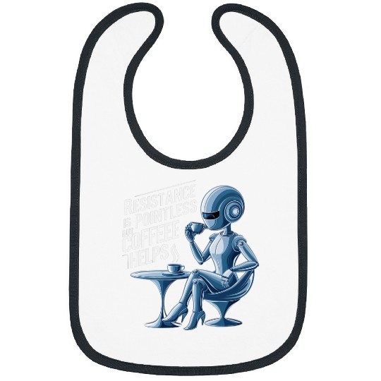Coffee Fun Resistance is pointless but coffee helps Robot Coffee Bibs