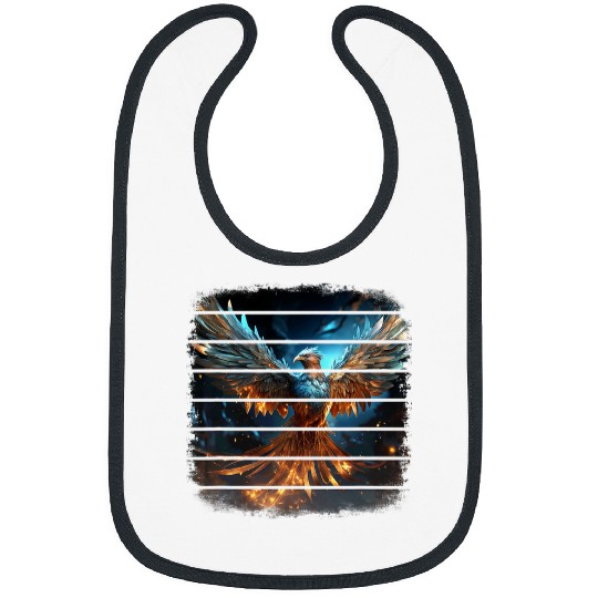 Retro Blue anime phoenix Fires bird flying Fires realism art Bibs