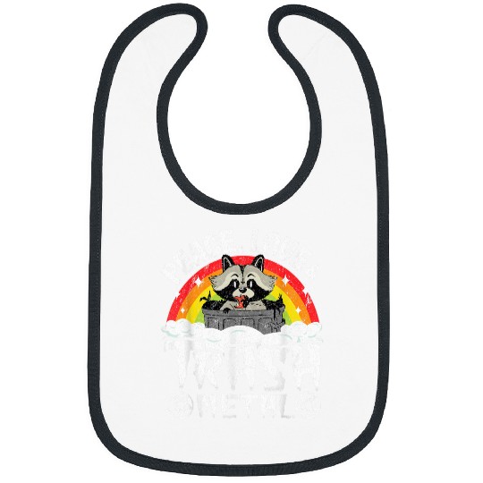 Raccoon Pet Peace Love Trash Metal Raccoon Kids Punk Metal Rainbow 2 Bibs