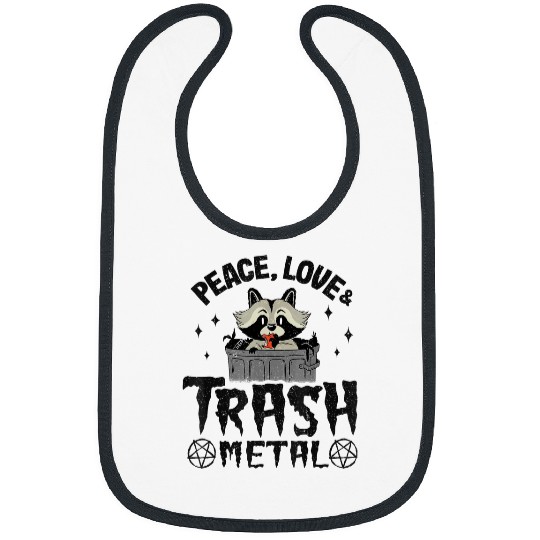 Raccoon Pet Peace Love Trash Metal Satan Band Raccoon Bibs