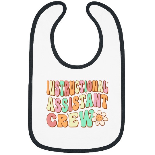 Instructional Assistant Crew Retro Groovy Teacher Aide Vibes Bibs