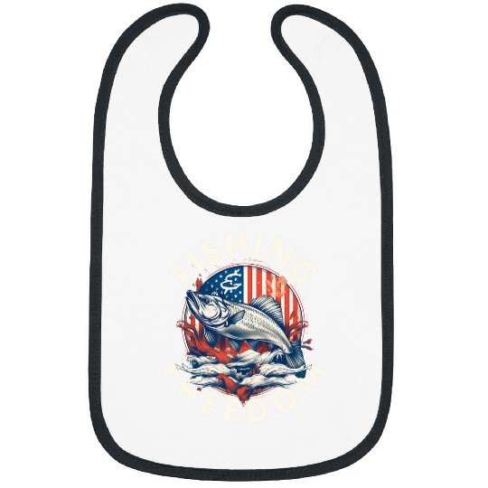Fishing And Freedom Fish USA Patriotic Ocean Fishing Graphic Bibs