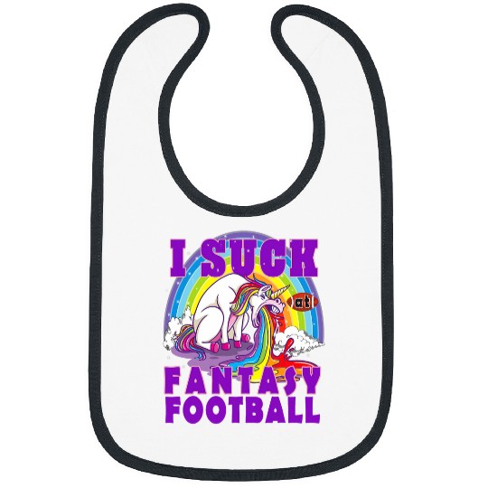 I Suck at Fantasy Football Puking Unicorns Rainbow Loser Bibs