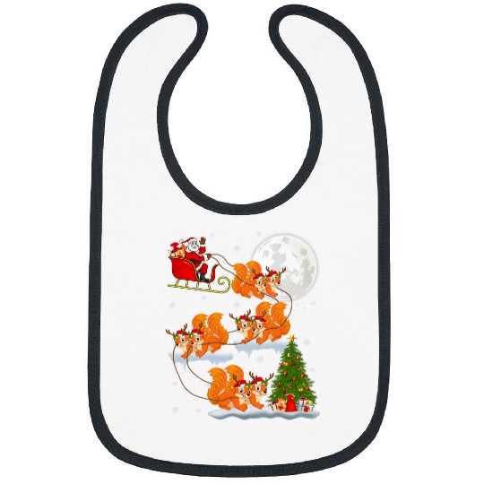 Squirrel Pet Funny xmass Lighting Tree Santa Riding Squirrel Christmas Bibs