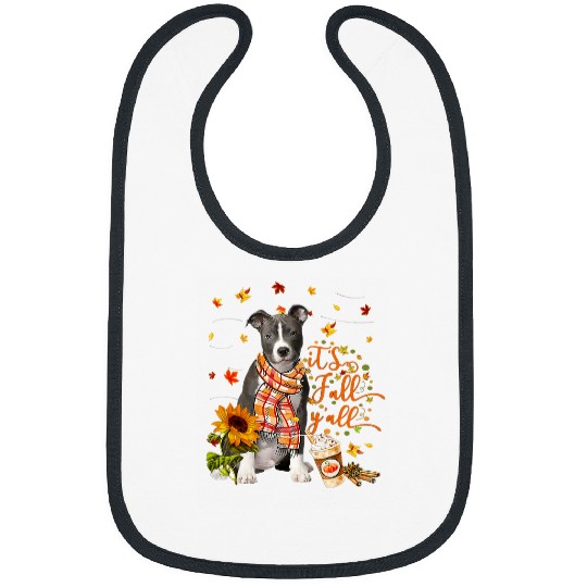 Its Fall Yall Blue Nose Pitbull Dog Thanksgiving Halloween Bibs
