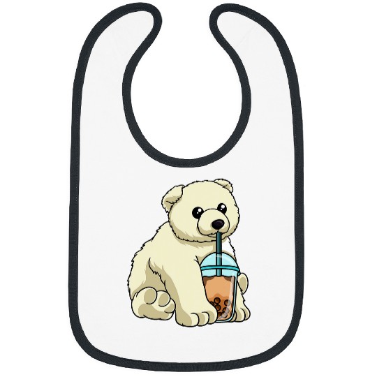 Bear Pet Ice Bear Drinking Bubble Tea Cute Animals With Boba Tea 1 Bibs
