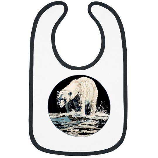 Bear Pet Polar Bear Artwork Ocean Sea Polar Bear Marine Mammal Motif Bibs