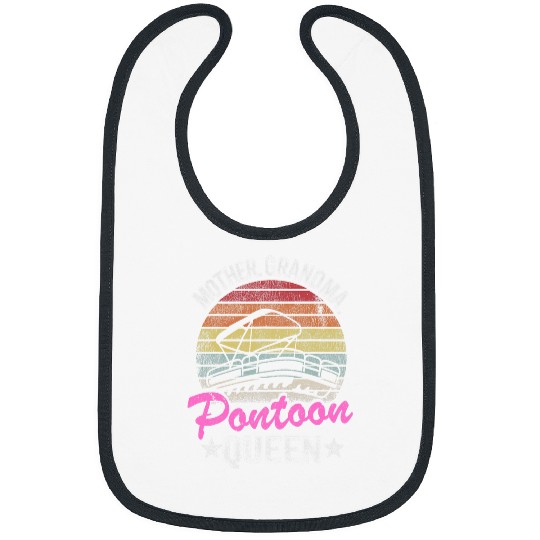 Pontoon Fun Lake Life Women Mom Mother Grandma Pontoon Queen 2 Bibs