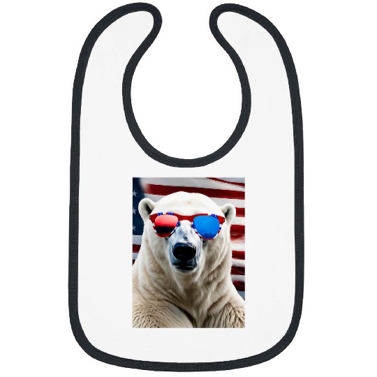 Bear Pet Polar Bear American Flag Funny Tee Bibs