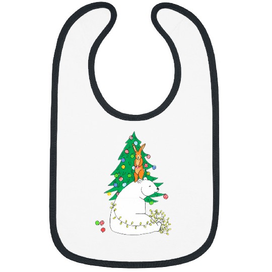 Bear Pet Polar Bear Christmas Tree Cute Art Happy Animals Fun Bibs