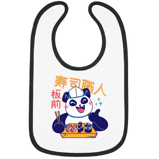 Panda Pet Cute Kawaii Anime Panda Eating Sushi Japanese Bibs