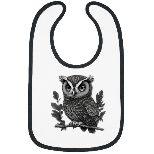 Owl Pet sitting on a branch Bibs