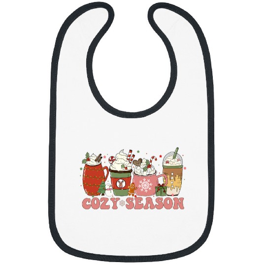 Coffee Fun Cozy Season Retro Christmas Coffee Hot Chocolate Bibs