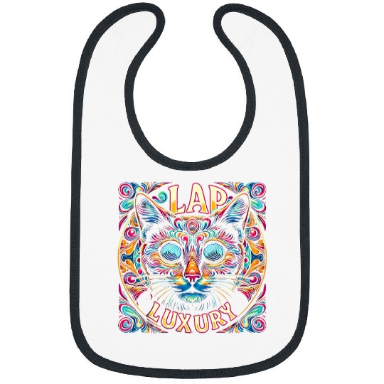 Lap Luxury Cute Cat Face Funny Graphic Tees Bibs