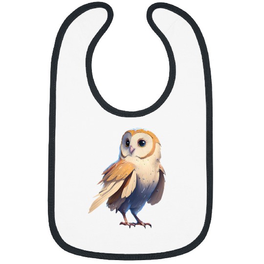 Owl Pet Barn Owl Bird Animal Cute Cartoon Stylized Art Graphic Bibs
