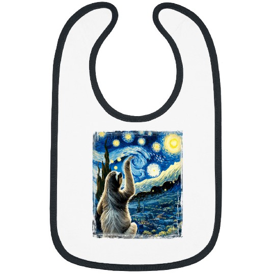 Sloth Pet Artistic Sloth Van Gogh Style Starry Night Sloth Bibs