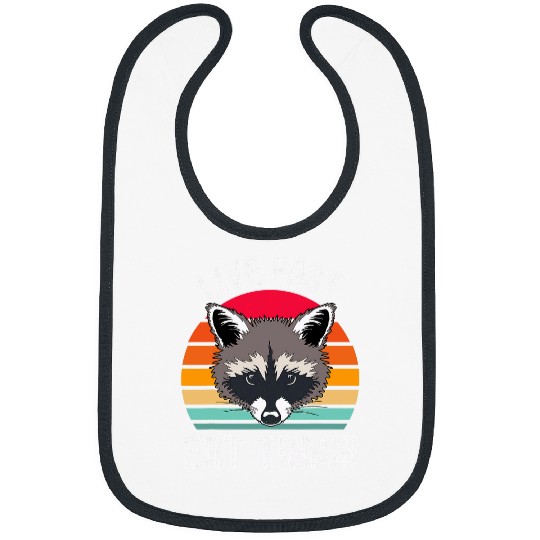 Raccoon Pet Retro Live Fast Eat Trash Bibs