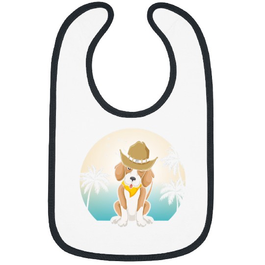 American Foxhound Beach Vacation Palm Tree Bibs