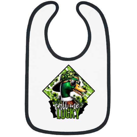 Saint Patricks Call Me Lucky Mallard Duck St Patricks Day Bibs