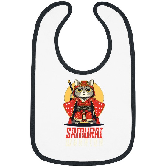 Japanese Samurai Cat Tattoo Kawaii Ninja Cat 8 Bibs