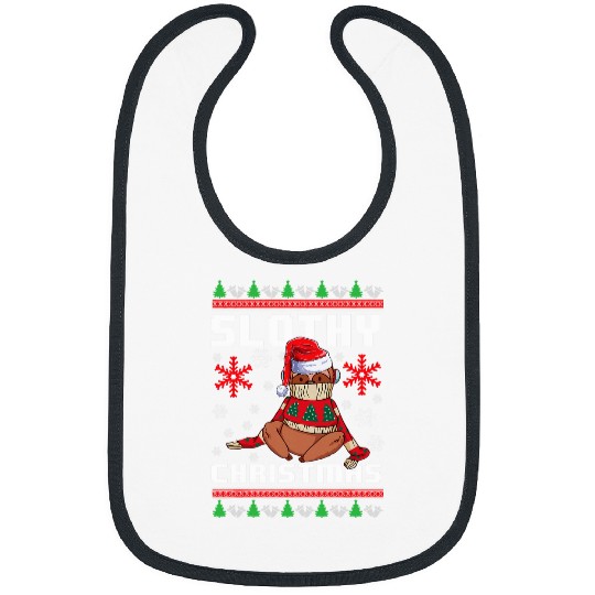 Sloth Pet Ugly Sweater Sloth Christmas Santa Snowflake Merry Christmas Bibs