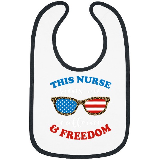 Coffee Fun 4th of July Teacher Leopard Print Sunglasses Coffee Freedom Bibs