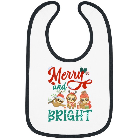 Sloth Pet Merry And Bright Sloth Christmas Bibs