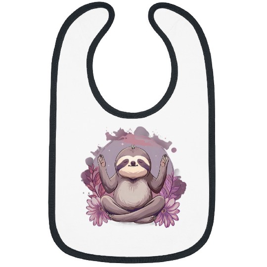 Sloth Pet Meditation Buddha Buddhist Floral Yoga Spirituality Bibs