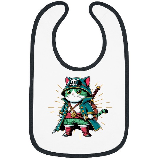 Japanese Samurai Cat Tattoo Kawaii Ninja Cat 4 Bibs