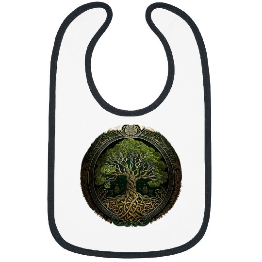 Nordic Knotwork Tree Of Life or Viking Yggdrasil on Celtic Bibs