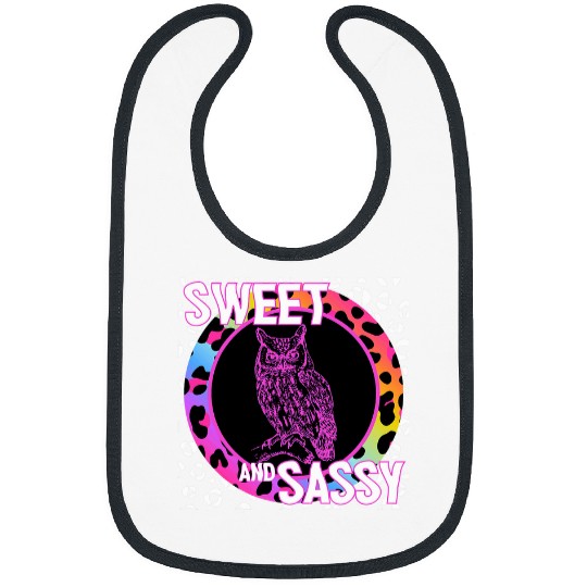 Owl Pet Cute Barn Owl 90s Nostalgia Rainbow Leopard Print Tropical Bibs