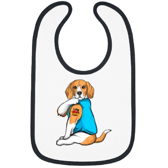 I Love Dad Beagle Dog Owner Animal Breeder Puppy Lover Bibs