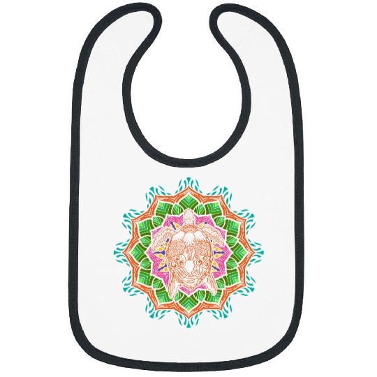 Sea Turtle Lover Colorful Polynesian Tattoo Mandala Turtle Bibs
