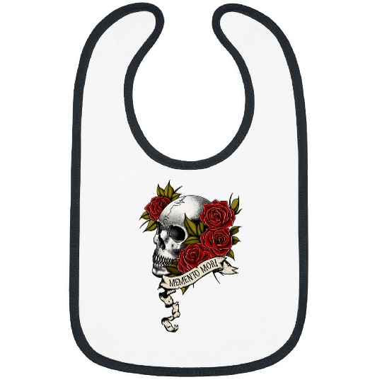 Memento Mori Skull and Roses tattoo Bibs