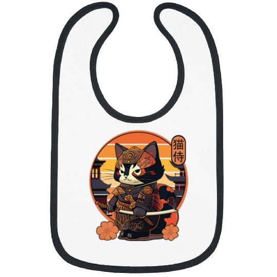 Japanese Samurai Cat Tattoo Kawaii Ninja Cat 26 Bibs