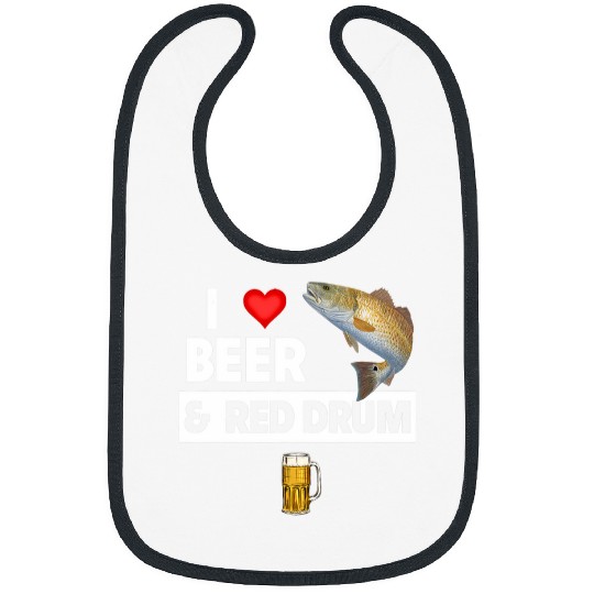Fishing Fun I Love Beer and Red Drum Fishing Lake Redfish Drinking Bibs