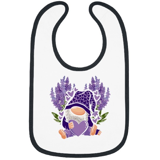 Lavender Gnome Gardening Floral Flower Purple Gnome Bibs