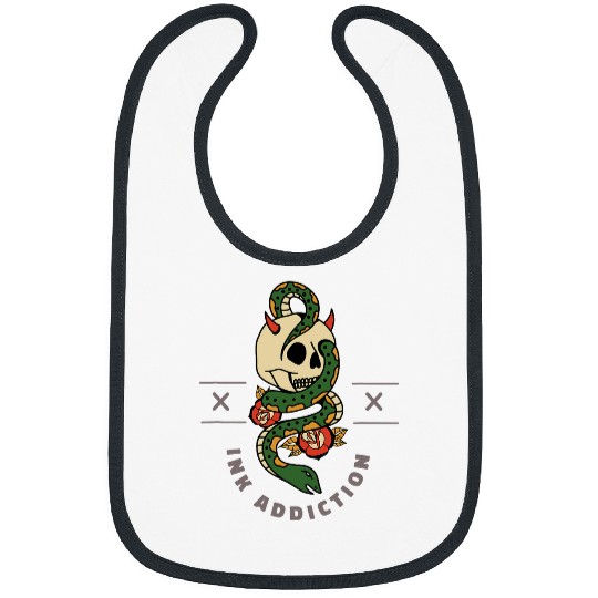 Ink Addiction Cool Retro Tattoo Lover Designs Present Bibs