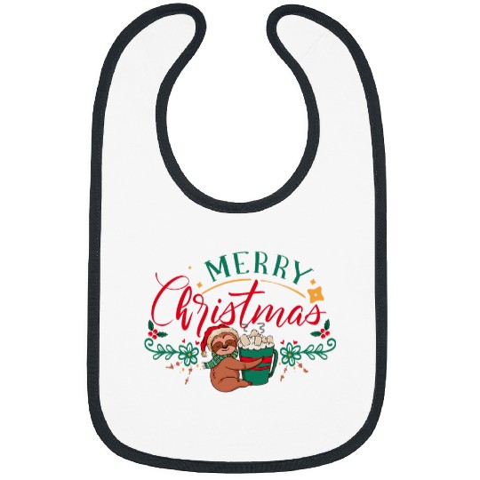 Sloth Pet Merry Christmas Hot Cocoa And Marshmallows Kind Of Day Bibs