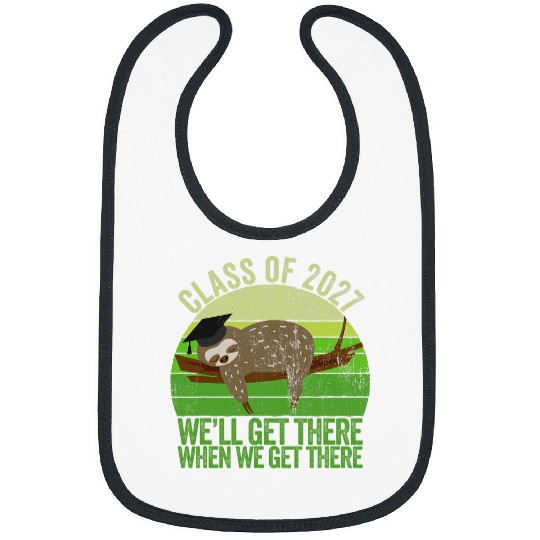 Sloth Pet Funny vintages 7th Grade Class Of 2027 Sloth Grow With Me Bibs