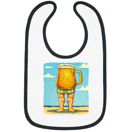 Beer Fun walking Beer in Swim Trunks Costume Bibs