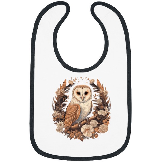 Owl Pet Cute Brown Cottagecore Aesthetic Floral Owl For Girls Women Bibs