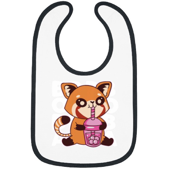 Kawaii Red Panda Boba Tea Bubble Tea Anime Kawaii Neko Girl 1 Bibs