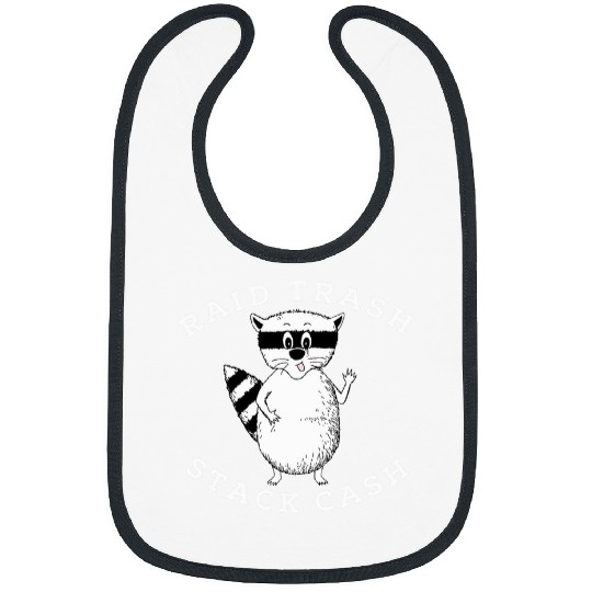 Raccoon Pet Raid Trash Stack Cash Funny Raccoon Gag Bibs