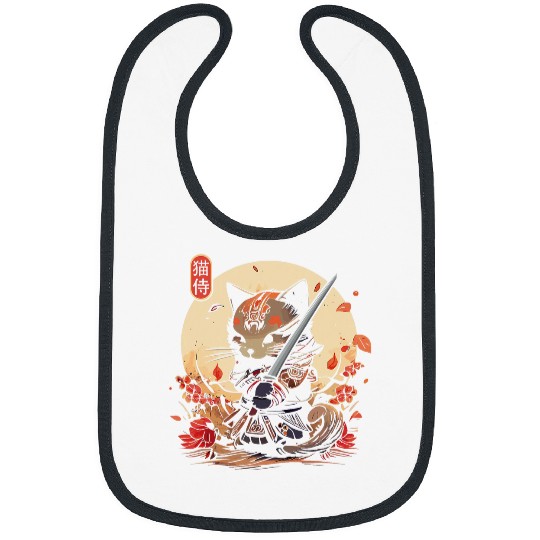 Japanese Samurai Cat Tattoo Kawaii Ninja Cat 9 Bibs