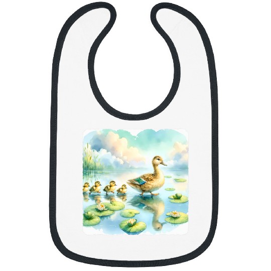 Duck Pet Mother Duck Leads Ducklings Across HeartLily Pond Bibs